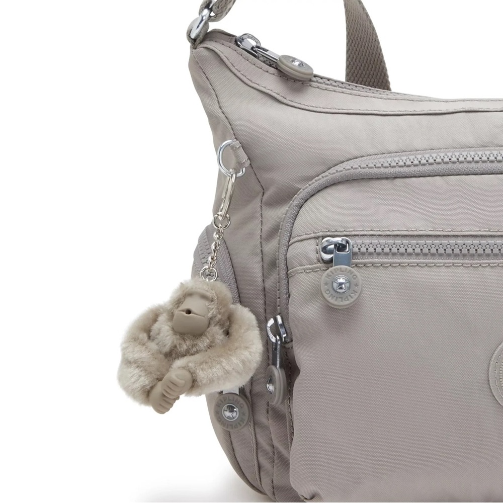 NWT Kipling Gabbie Small Grey Gris Crossbody Bag Purse Nylon Monkey Travel - Picture 6 of 16